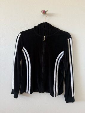 Jason Maxwell Black Hooded Zip Jacket with White Stripe